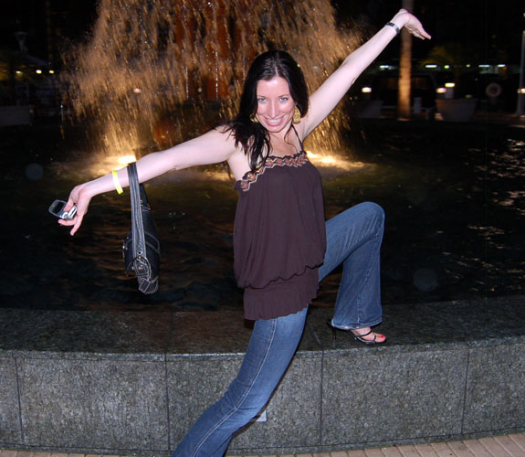 Chris Princiotta poses in front of the Westin Diplomat's giant outdoor fountain after the grand opening celebration of Rivals Waterfront Sports Grille.