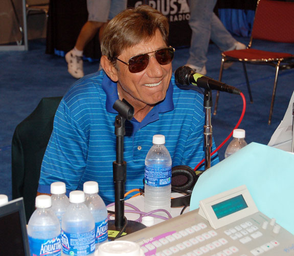 Ex-New York Jets quarterback Joe Namath on Radio Row at the Miami Beach Convention Center for Super Bowl XLI.