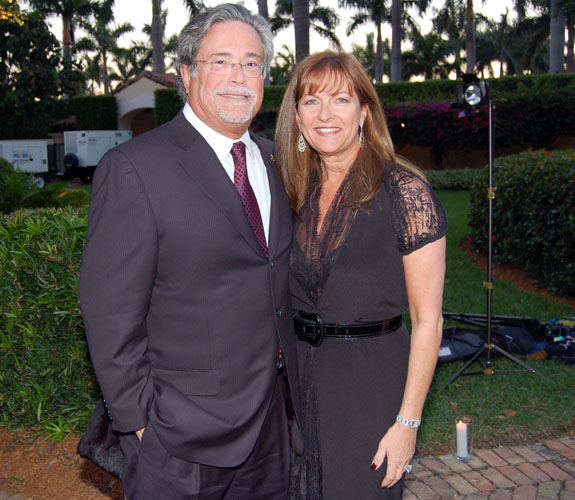 Miami Heat managing general partner Micky Arison and his wife, Madeleine, at a team benefit at the home of Shaquille O'Neal on Star Island.