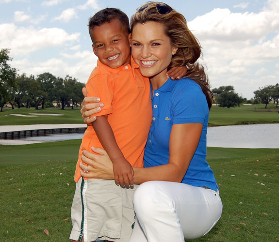 Katina Taylor and son, Isiah, at the Jason Taylor Celebrity Golf Event at Grande Oaks in Davie, Fla.