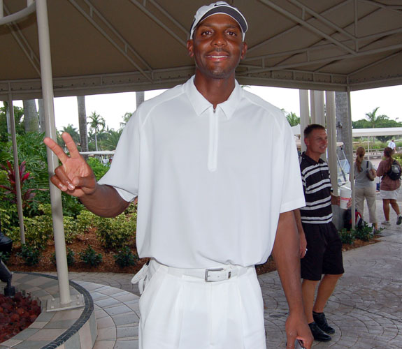 Newly acquired Miami Heat point guard Anfernee Hardaway during the ZSG Celebrity Golf Event at the Blue Monster in Doral, Fla.