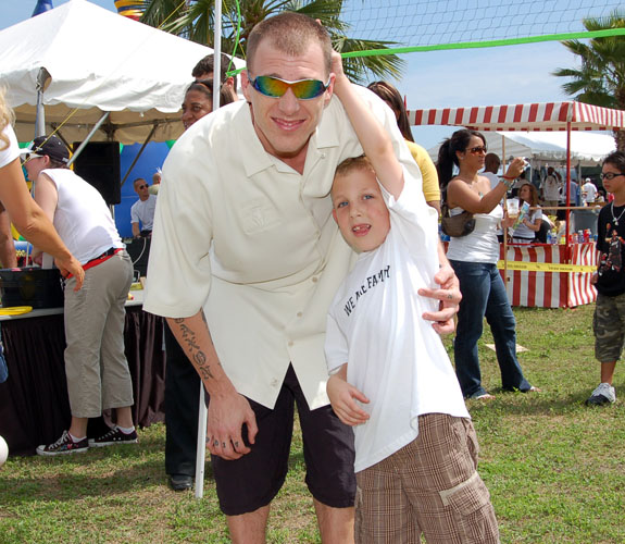 Miami Heat point guard Jason Williams and his son, Jaxson, during the team's annual Family Fest celebration at the AmericanAirlines Arena.