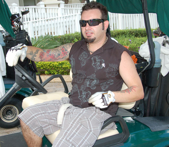 Founding member of N*SYNC Chris Kirkpatrick readies to hit the first tee box at Jason Taylor's celebrity golf event at Grande Oaks in Davie, Fla.