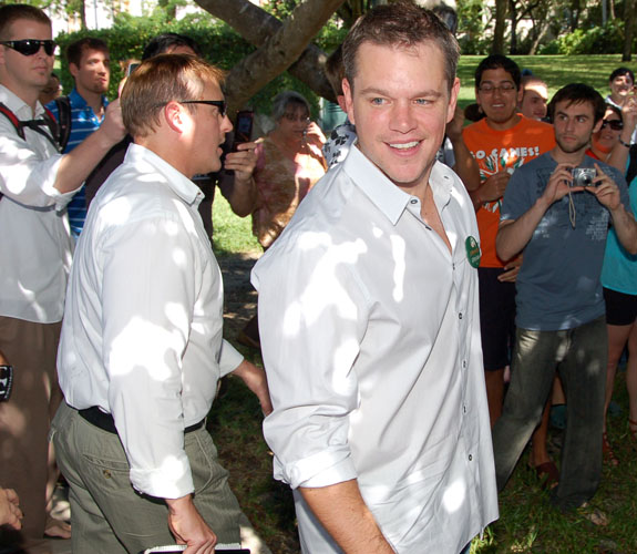 Actor and Miami Beach resident Matt Damon drew an SRO crowd  at the University of Miami for a stump speech on behalf of Sen. Barack H. Obama.