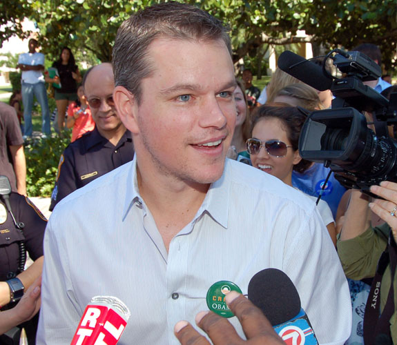 Actor and Miami Beach resident Matt Damon spoke extemporaneously at UM for almost an hour on behalf of Sen. Barack H. Obama.